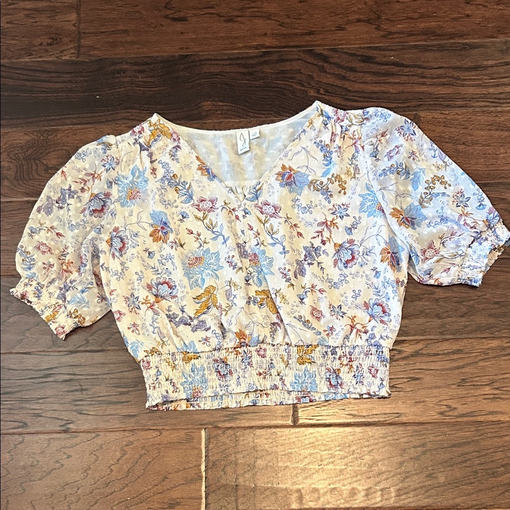 Joie Floral Puff-Sleeve Cropped Top - Picture 1 of 3